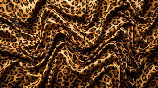 Rippled Leopard Print Silk Fabric Background