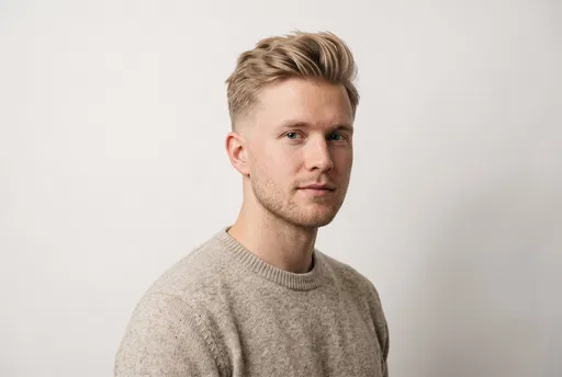 Young Blonde Man With Quiff Portrait