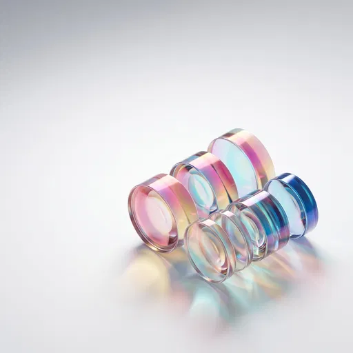 Iridescent Dichroic Glass Lenses on White