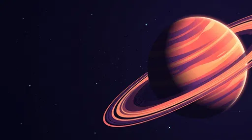 Minimalist Ringed Gas Giant Space Illustration