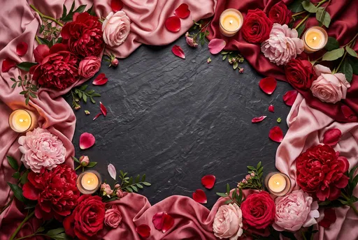 Romantic Floral and Silk Flatlay Frame
