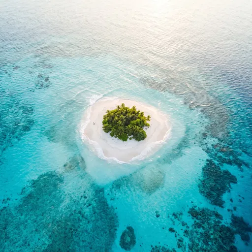 Aerial View of Tiny Tropical Island