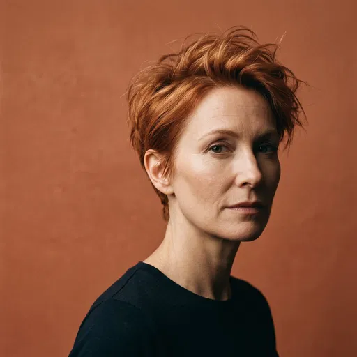Woman With Copper Pixie Cut Portrait