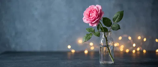 Pink Rose in Glass Bottle
