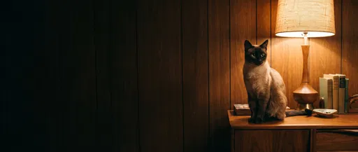Siamese Cat on Mid-Century Credenza