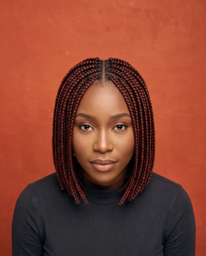 Woman With Mahogany Box Braids Bob
