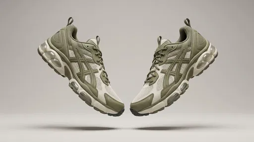 Symmetrical Floating Olive Green Running Shoes