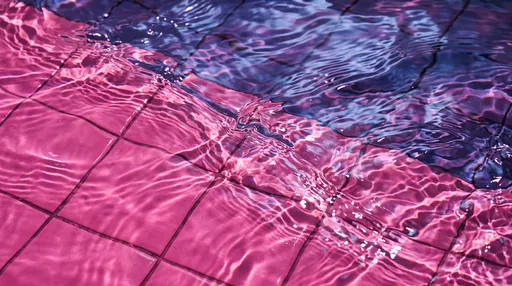 Water Ripples Over Pink Tile Floor