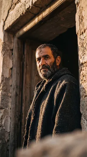 Older Man in Ancient Stone Doorway