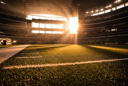 Golden Sunlight in Football Stadium