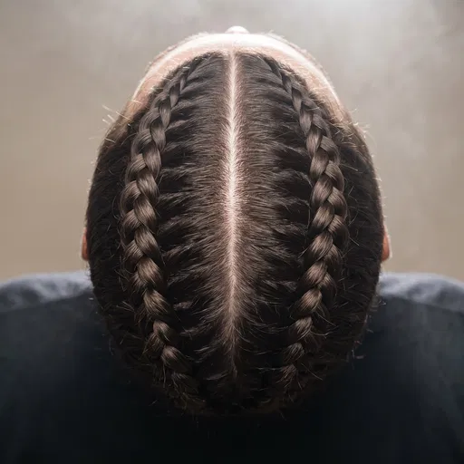 Overhead View of Symmetrical Dutch Boxer Braids