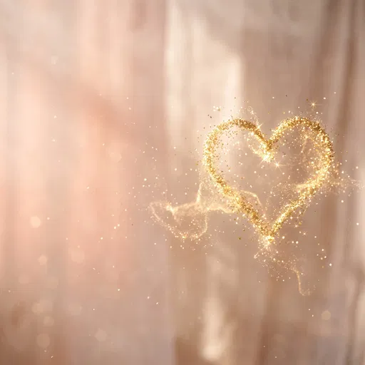 Floating Gold Glitter Heart Background