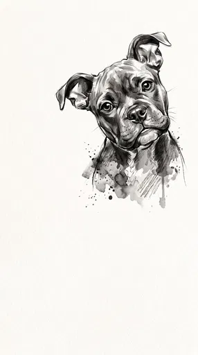 Monochrome Ink Puppy Portrait Illustration