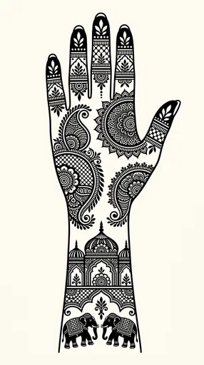 Bridal Mehndi Hand Stencil Illustration