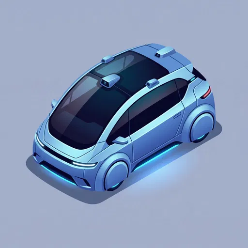 Isometric Futuristic Blue Autonomous Pod Car