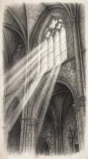 Graphite Sketch of Sunlit Cathedral Window