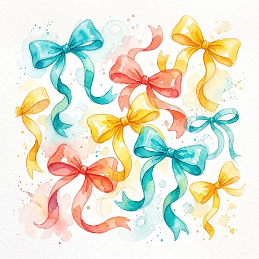 Colorful Watercolor Ribbon Bows Illustration
