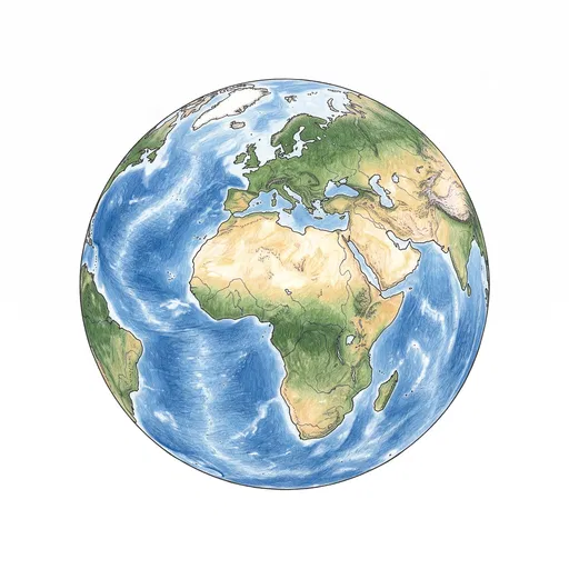 Hand-Drawn Colored Pencil Planet Earth Illustration