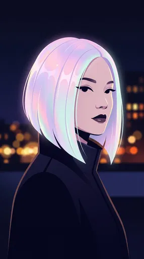Woman With Glowing Holographic Bob Hair