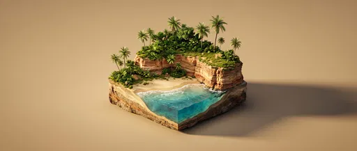 Isometric Tropical Island Beach Diorama