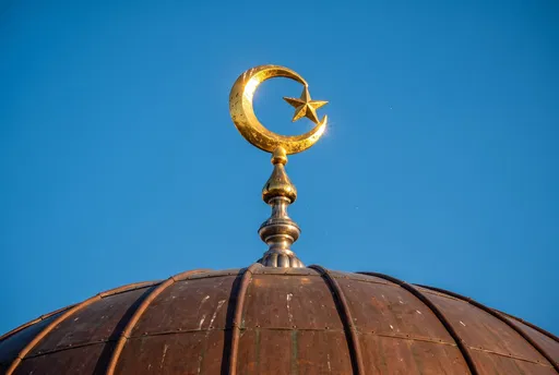 Golden Crescent and Star Finial on Dome
