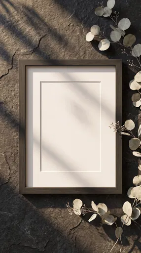 Wooden Picture Frame Mockup on Dark Slate