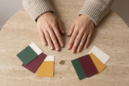Autumn French Tip Nails With Color Swatches