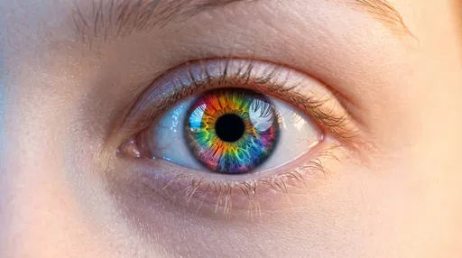 Macro Close-Up of Rainbow Colored Eye