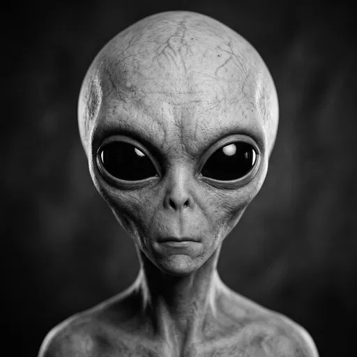 Monochrome Studio Portrait of Grey Alien