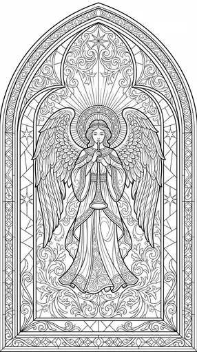 Stained Glass Herald Angel Coloring Page