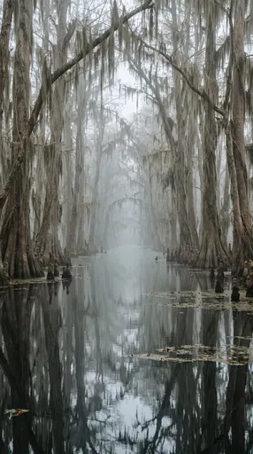 Misty Cypress Bayou Water Reflection