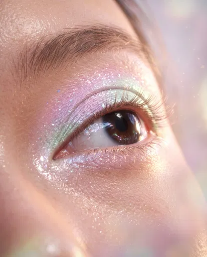 Macro Eye With Pastel Glitter Makeup