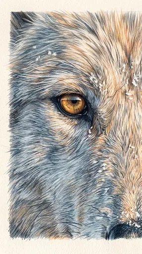 Colored Pencil Drawing of Wolf Eye