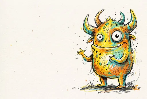 Colorful Quirky Horned Monster Illustration