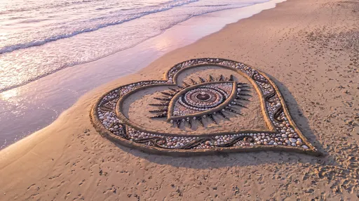 Seashell Heart and Eye Beach Sculpture