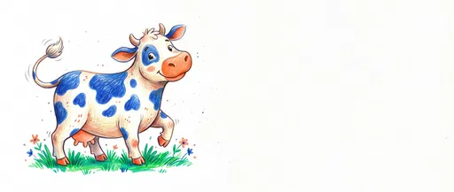 Whimsical Blue Spotted Cow Illustration