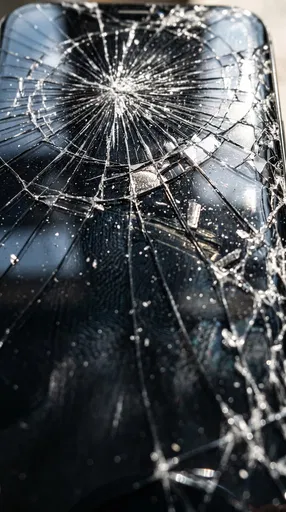 Close-Up of Shattered Smartphone Screen