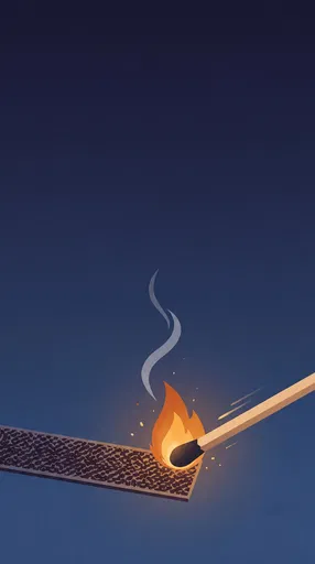 Matchstick Igniting on Friction Strip Illustration