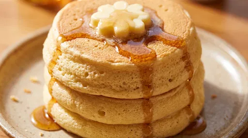 Fluffy Souffle Pancakes with Flower Butter