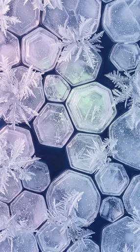 Pastel Hexagonal Ice Plates and Frost