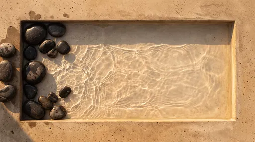 Concrete Water Basin With Zen Stones