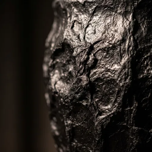 Macro Black Papier-Mâché Vessel Texture