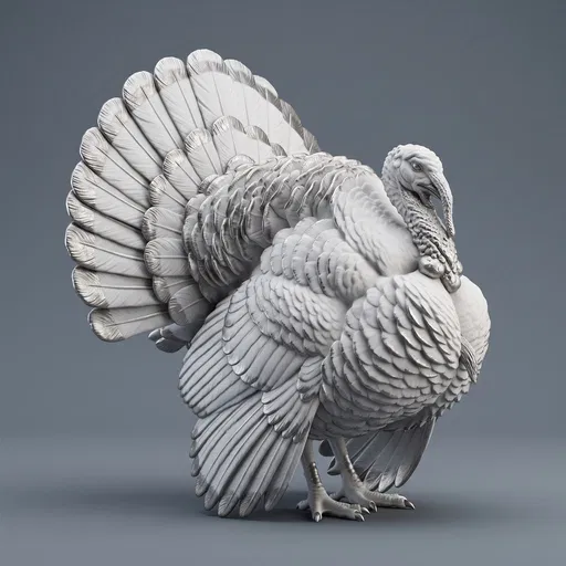 White and Silver Porcelain Turkey Sculpture