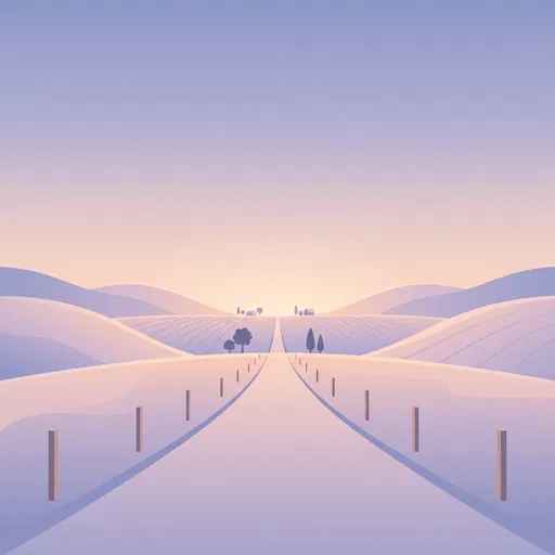 Minimalist Pastel Country Road Illustration
