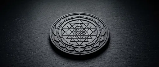 Carved Black Slate Sri Yantra Disc