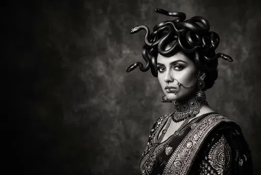 Monochrome Portrait of South Asian Gorgon