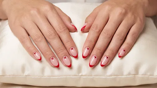 Red French Tip Heart Manicure