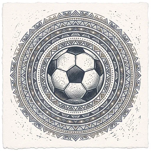 Block Print Soccer Ball Geometric Mandala