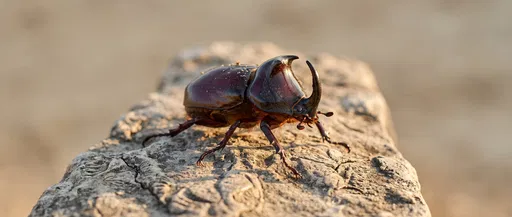Rhinoceros Beetle on Weathered Limestone Slab