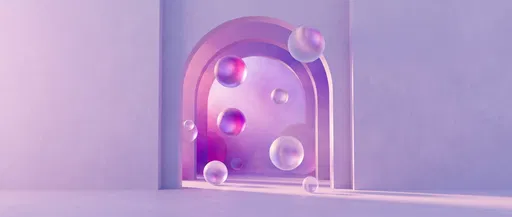 Pastel Purple Archway With Floating Spheres